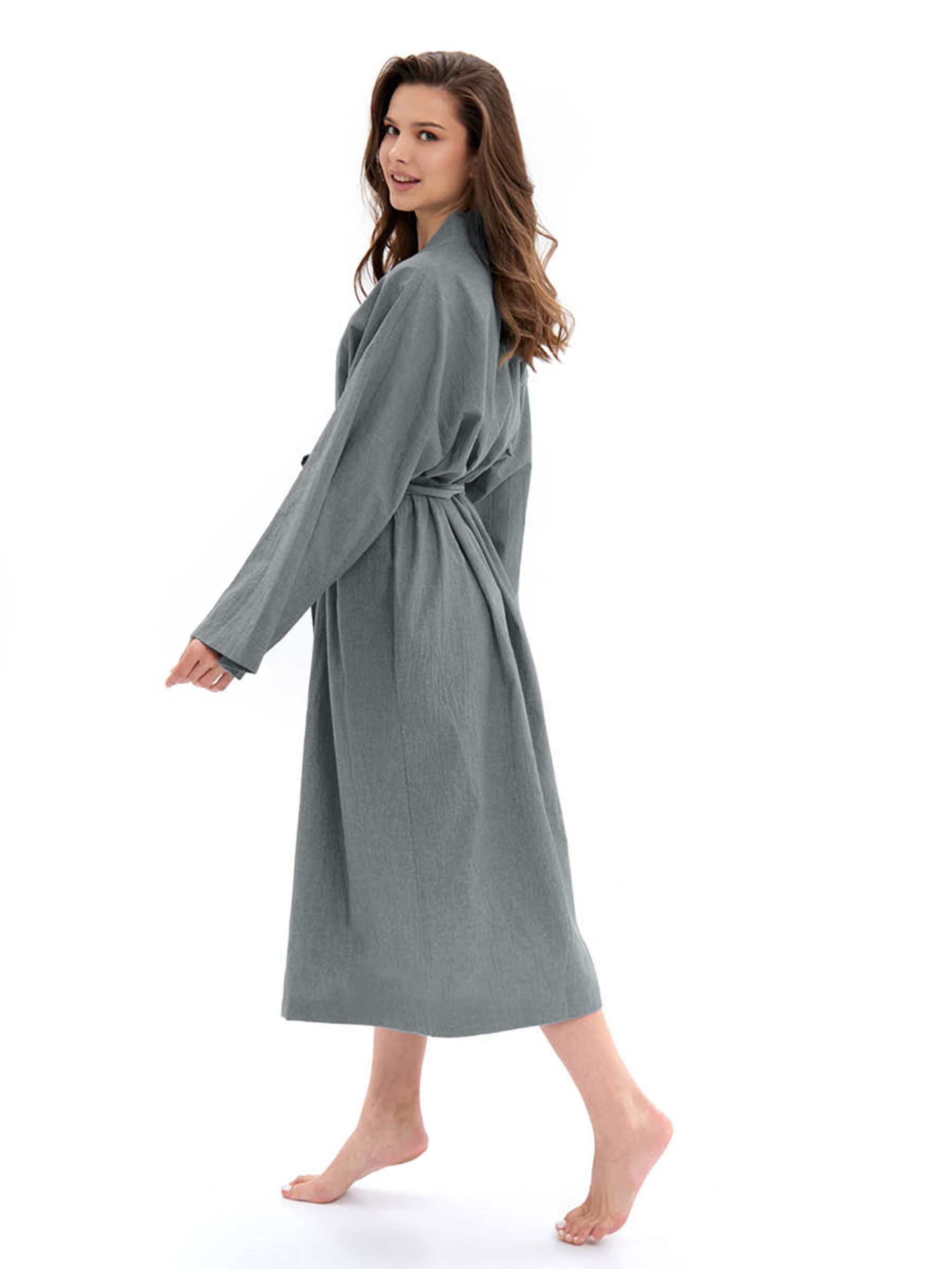 Банный Халат женский из хлопка Grey melange