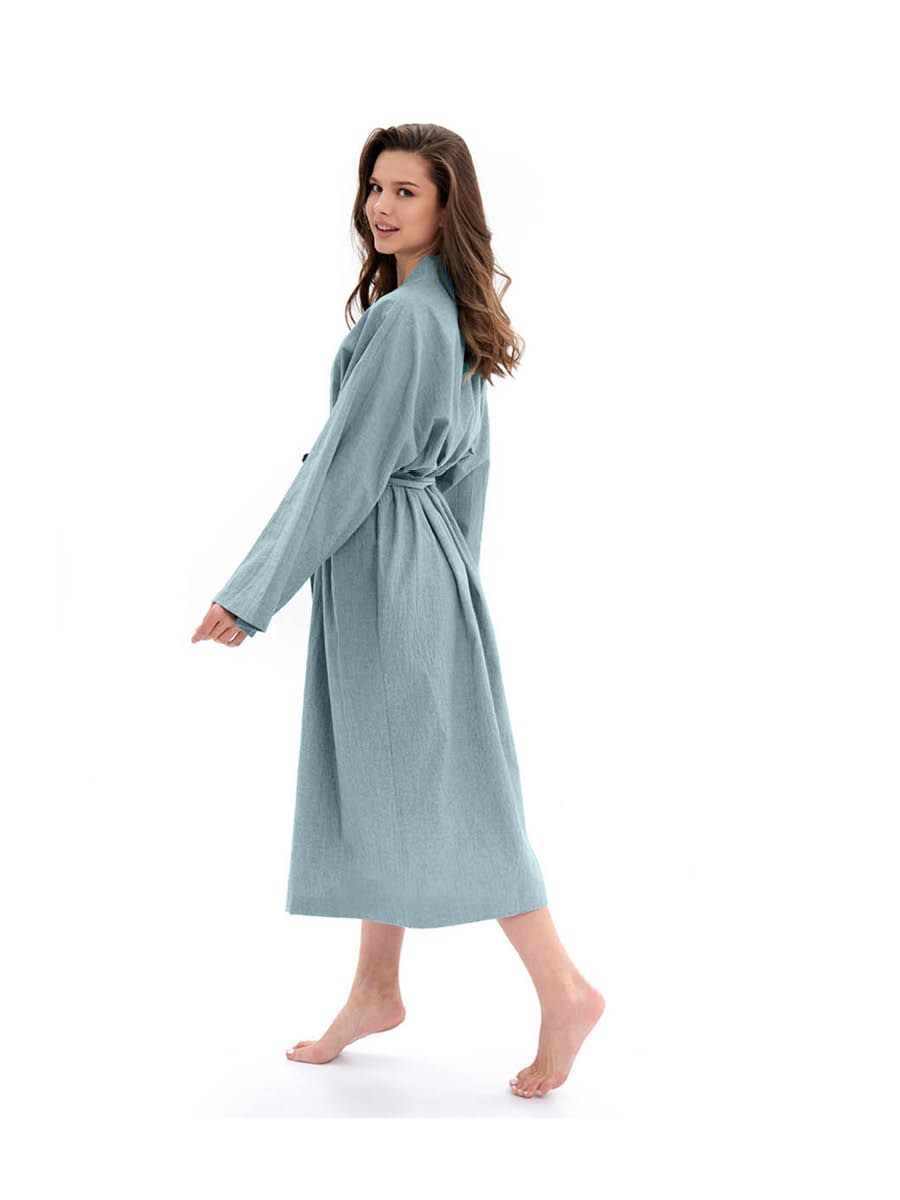 Банный Халат женский из хлопка Light-blue melange