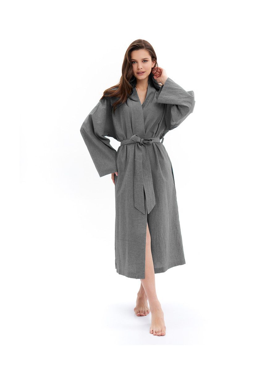 Банный Халат женский из хлопка Grey melange
