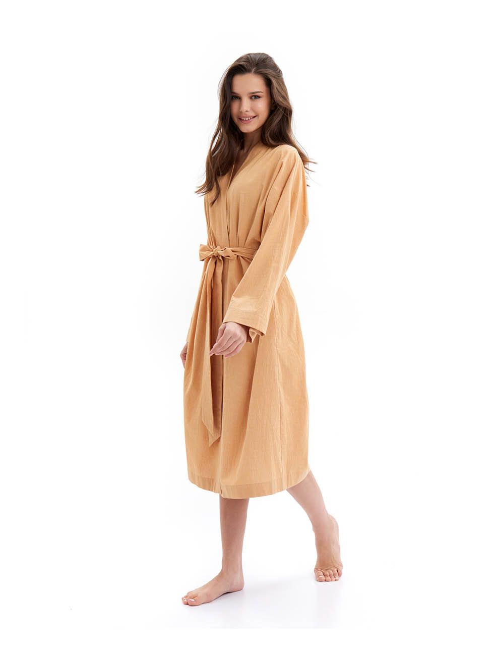 Банный Халат женский из хлопка Ochre melange