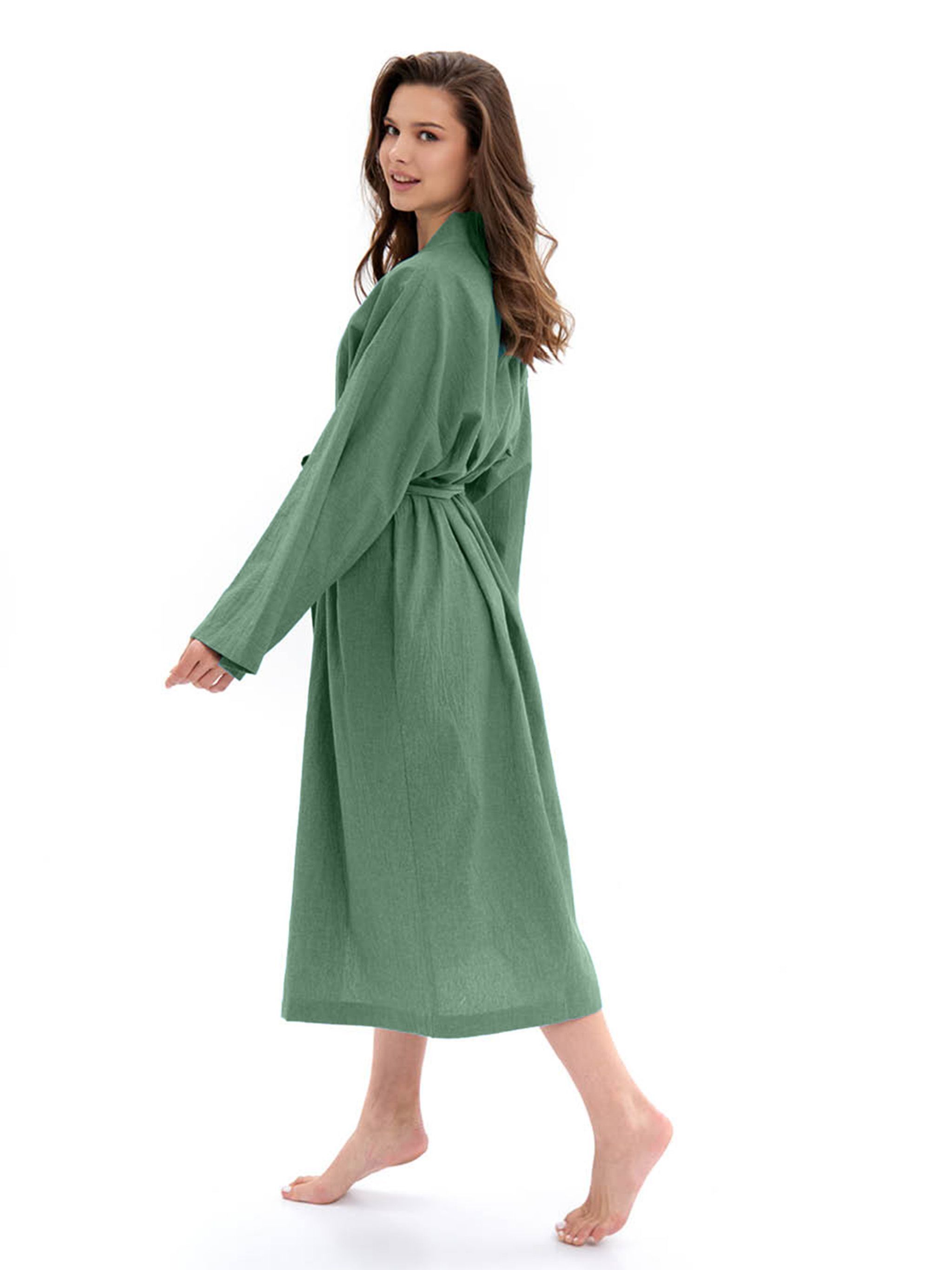 Банный Халат женский из хлопка Green melange