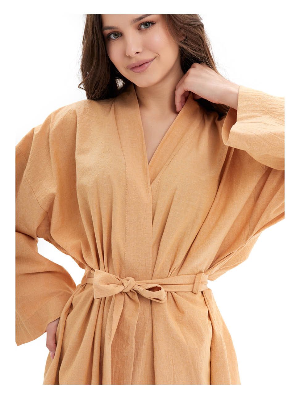 Банный Халат женский из хлопка Ochre melange