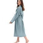 картинка Халат женский из хлопка Light-blue melange магазин Одежда+ являющийся официальным дистрибьютором в России 