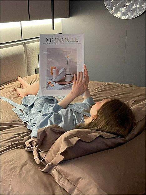 Халат женский из хлопка Light-blue melange