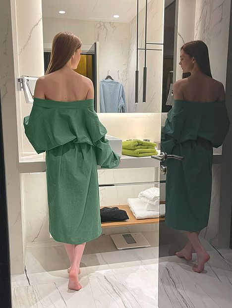 Халат женский из хлопка Green melange