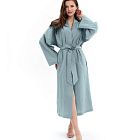 картинка Халат женский из хлопка Light-blue melange магазин Одежда+ являющийся официальным дистрибьютором в России 