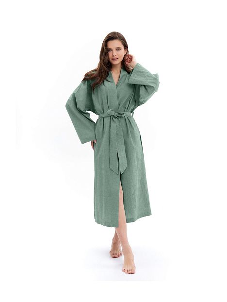Халат женский из хлопка Light-green melange
